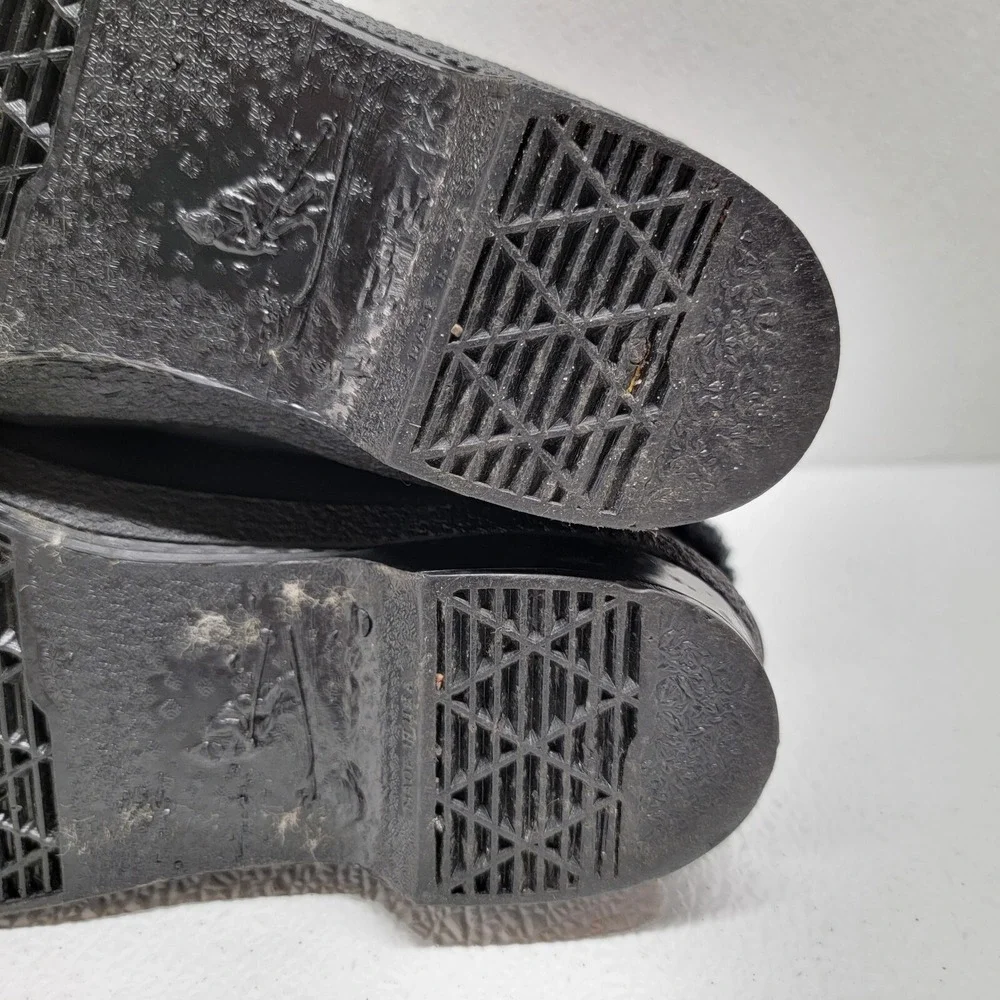 Vintage SNOWLAND Women's Faux Fur Lined Zip  Up Snow Boots Black Gray Size 5